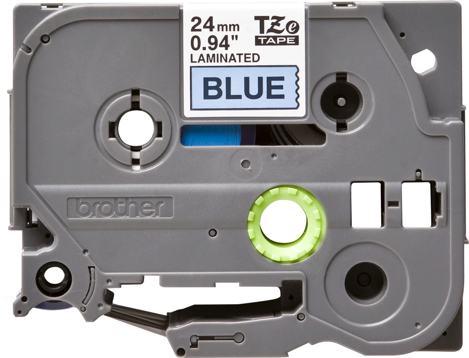Casetă cu bandă de etichete Brother TZe-551 – negru pe albastru, lățime de 24mm 2